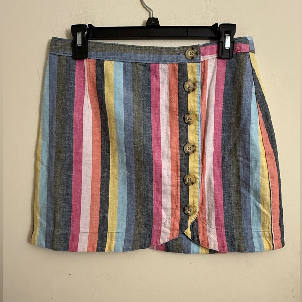 Abercrombie & Fitch Women Linen/Cotton Lined Striped Mini Skirt Size S